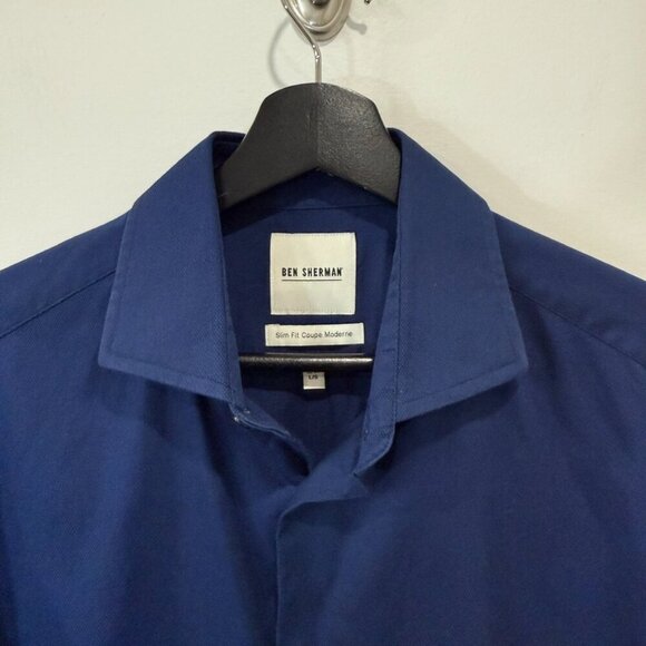 Ben Sherman Slim Fit Navy Blue Casual Button Down Shirt Neck 16 Size L - Picture 4 of 15